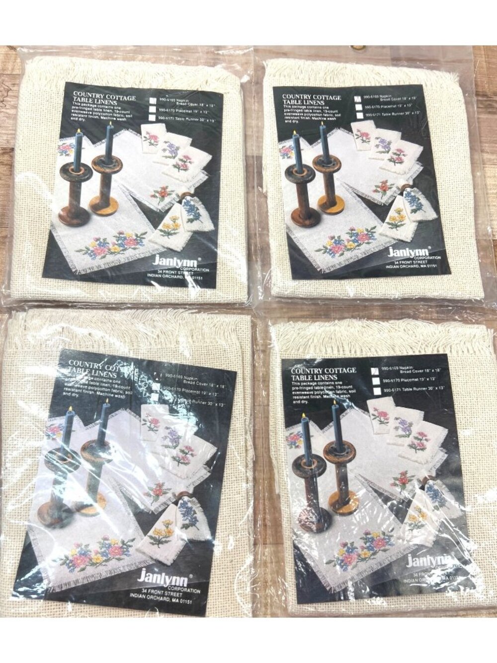 Country Cottage 4 Napkins To Cross Stitch By Janlynn Pre-Fringed 19-Count